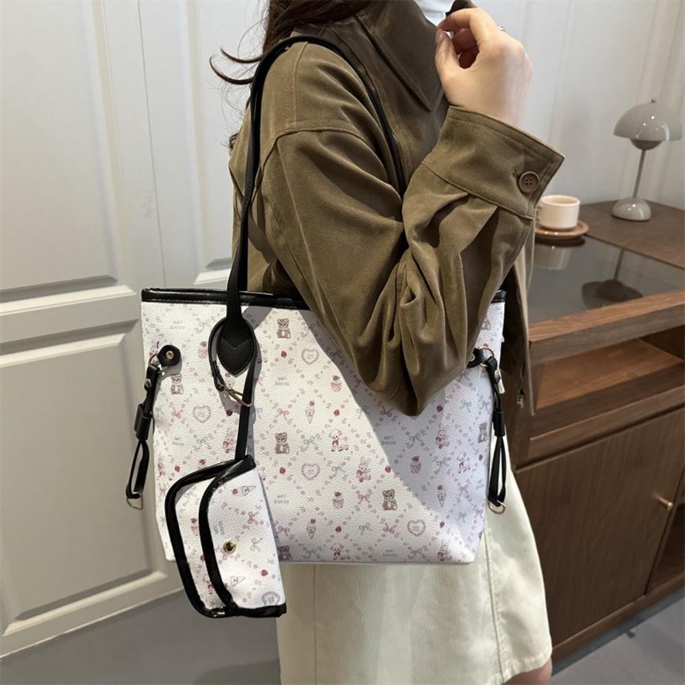 Fashion PU Leather Women's Shoulder Bag Large Capacity Zipper Crossbody Bag Tote Bag
