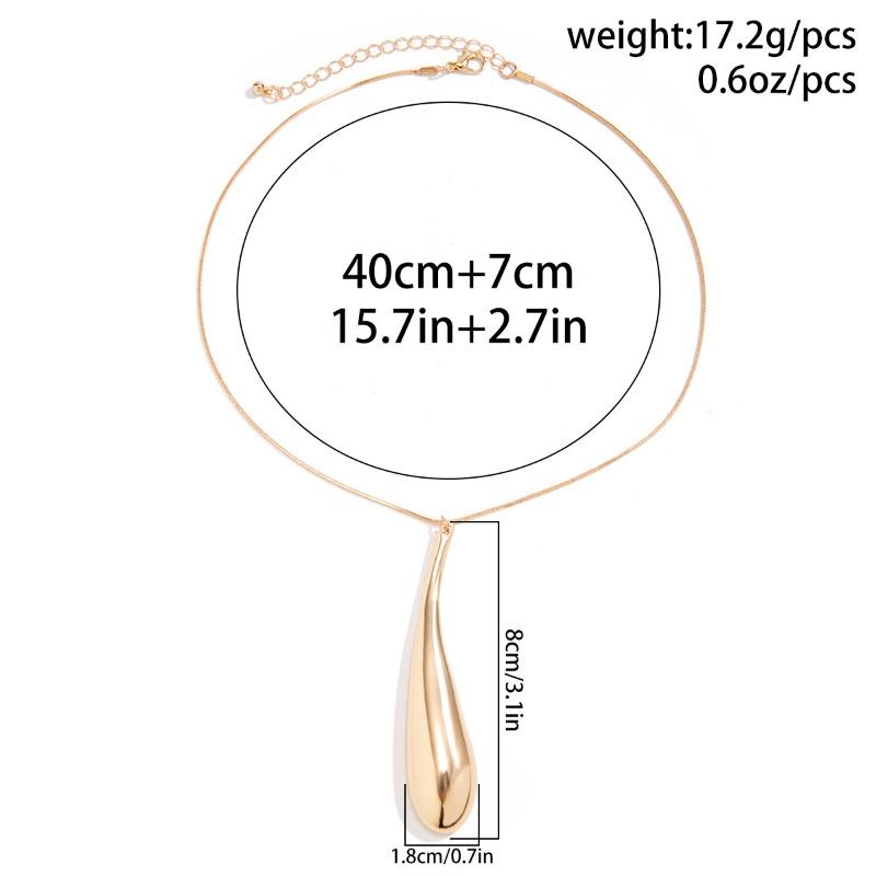 Exaggerated Punk Style Big Water Drop Pendant Necklace Fashiontrendy Geometric Metal Clavicle Chain