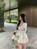 American Retro V-neck Flare Sleeve Spicy Girl T-shirt - Women's Autumn Slimming Black Long Sleeve Top.