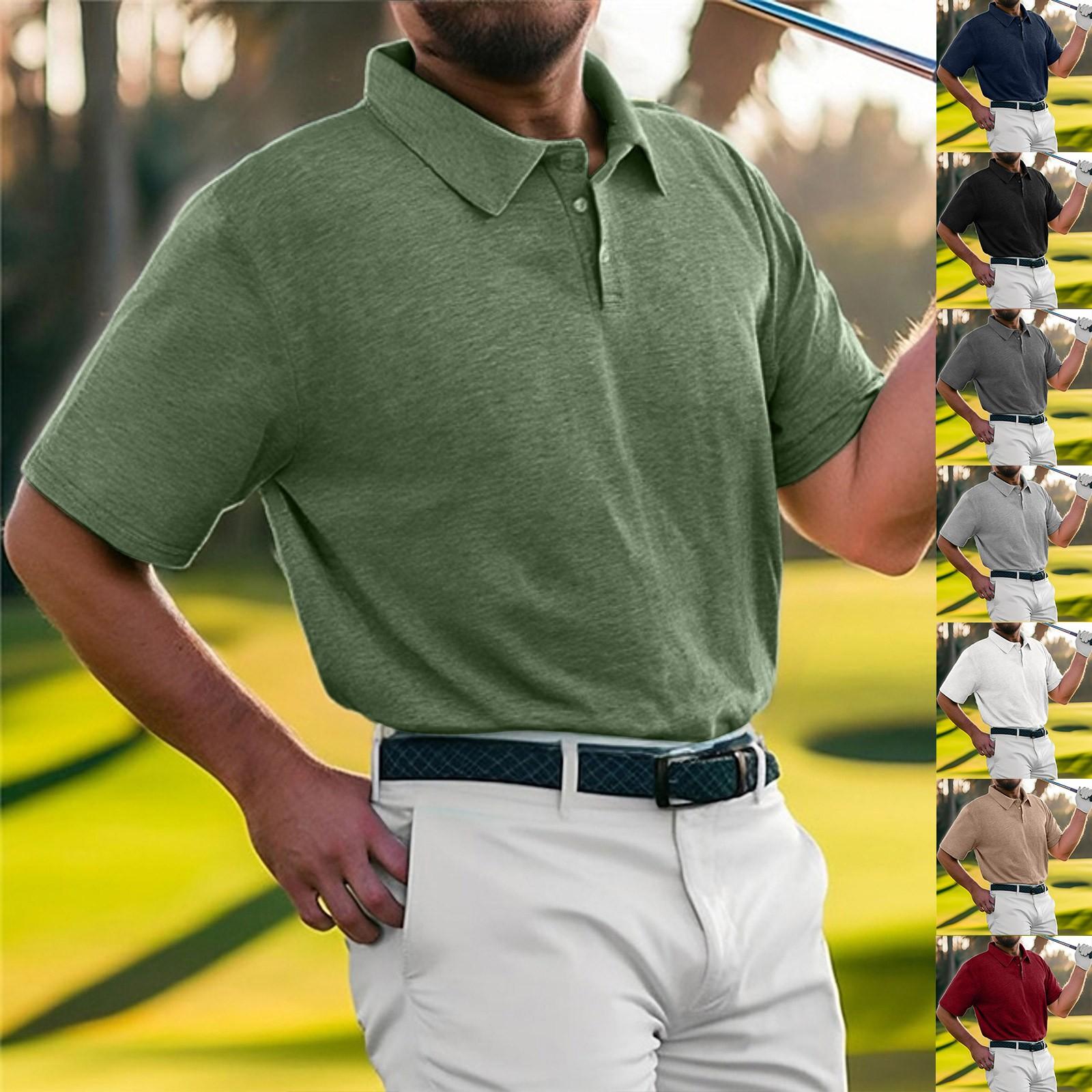 

Men s Shirts Golf Shirts Solid Color Lapel, Short Sleeves XL винний