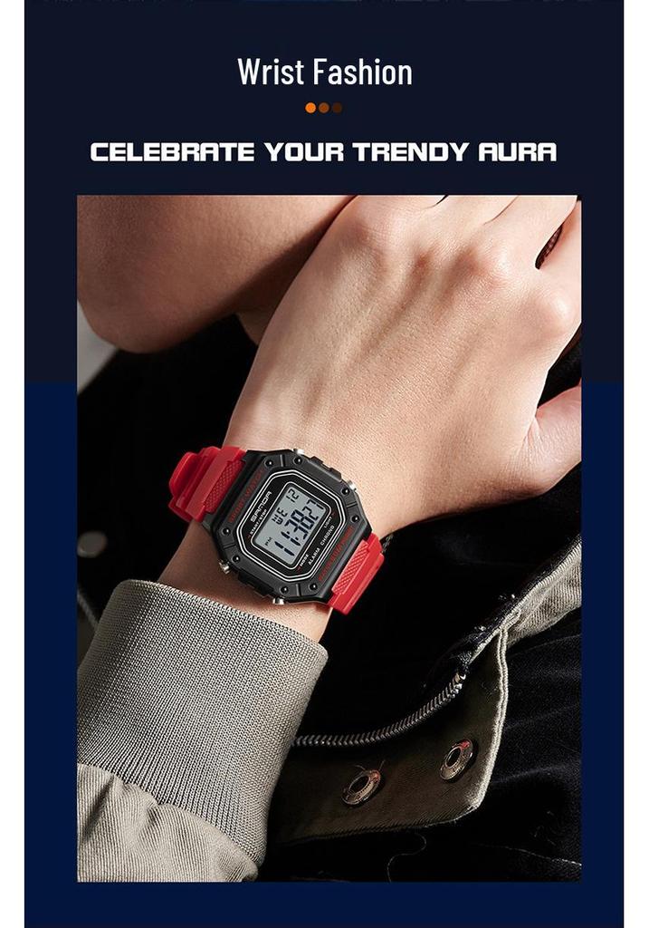 Sanda Multifunktionale Leuchtende Wasserdichte Unisex Quadratische Elektronische Uhr