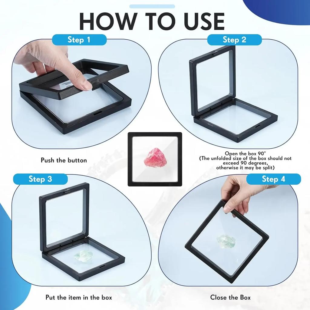 10 pièces/set Présentoirs Cadre Flottant 3D Film Mince Transparent PE Boîte d'Affichage Flottante Boîte de Rangement pour Bijoux Boîtes Organisatrices