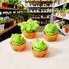 Micro Landscape Ornaments Cartoon Grass with Cute Expressions Statues Resin Stress Relief Collectible Toy for Office Car