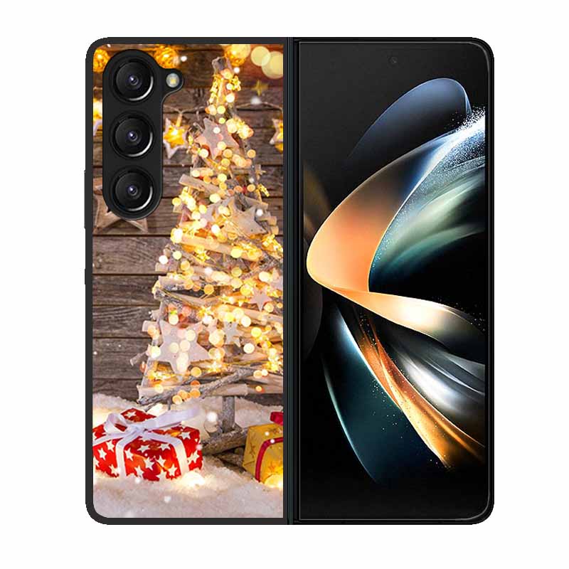 Christmas Case For Samsung Galaxy Z Fold 6 5 4 3 Cover Fold5 Fold4 Lovely Black Hard Plastic PC Cover For Galaxy Z Fold5 5G Case