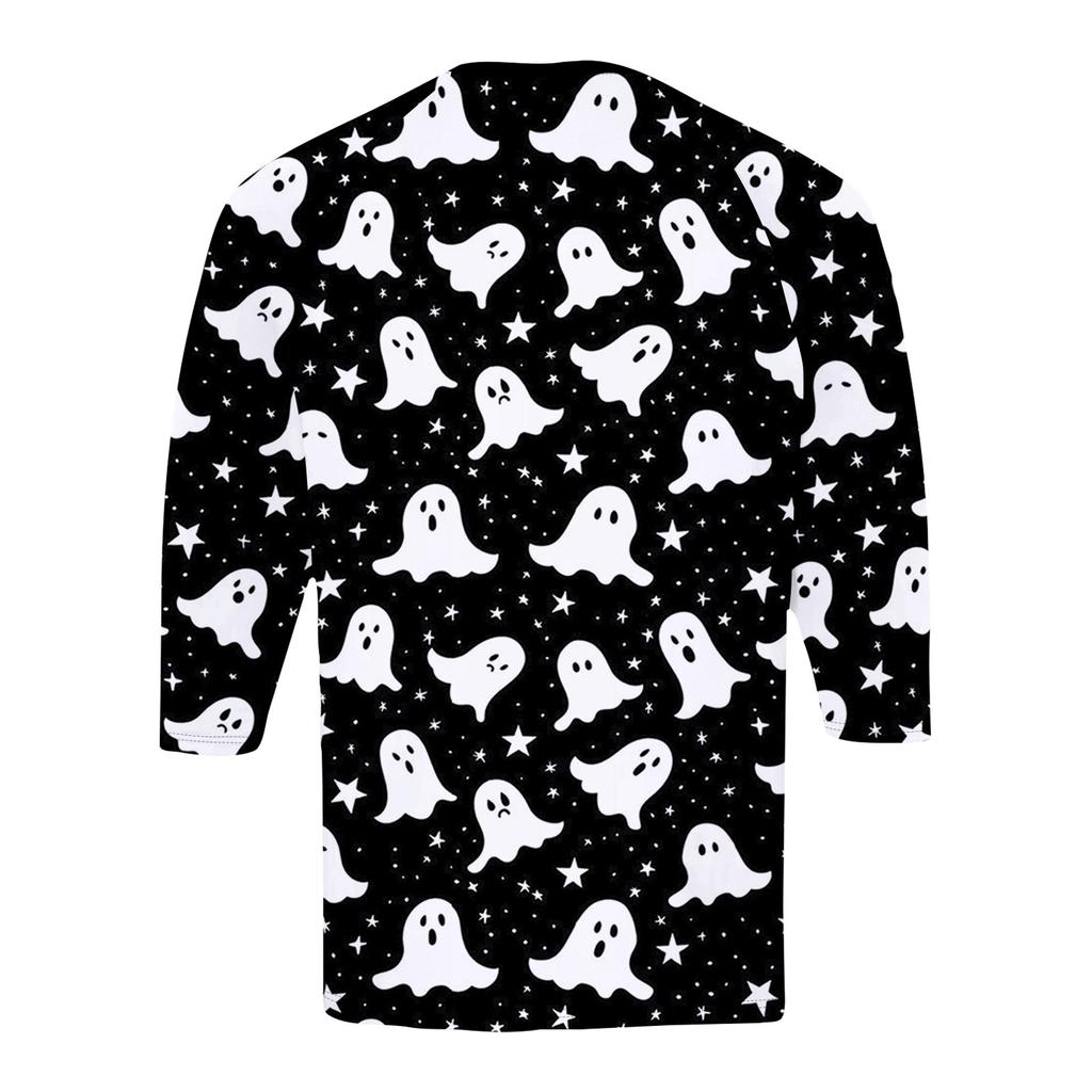 Men's Halloween Printed  Collar Three-Quarter Sleeve