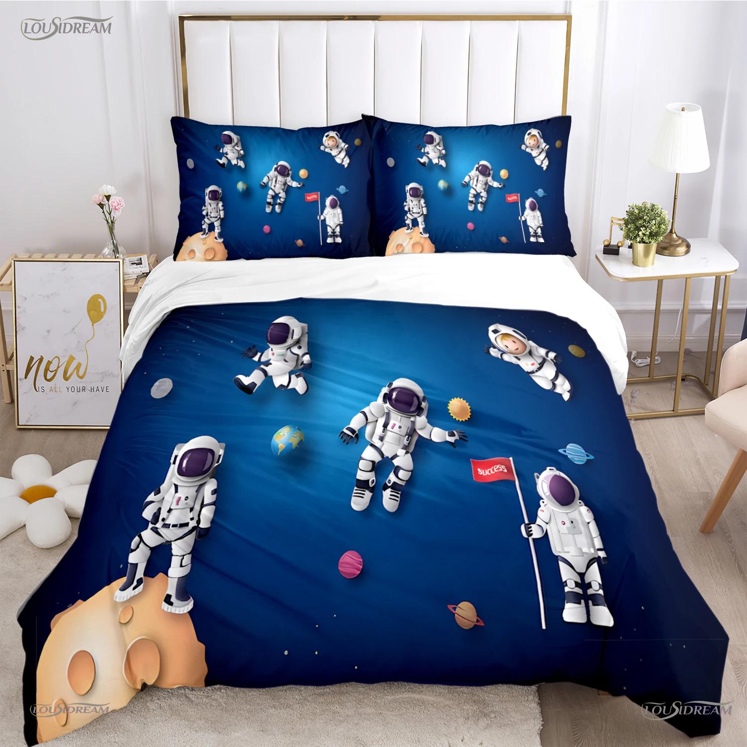 

Cartoon Space Astronaut All Season Duvet Cover Comforter Bedding sets Soft Quilt Cover and Pillowcases Single/Double/Queen/King EU Twin 135x200cm