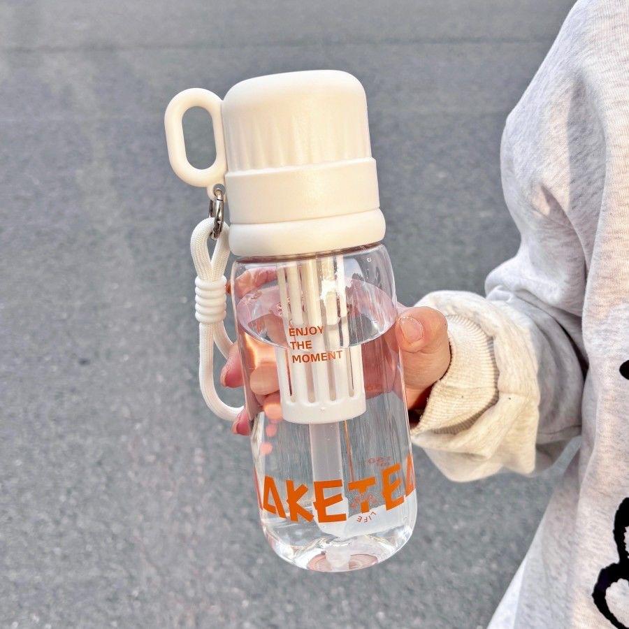 Water bottle1011 spring new high-value cute cartoon large-capacity children's straw cup portable large-capacity plastic cup