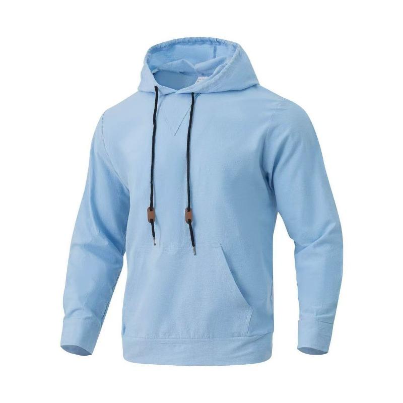 Men S Linen Cotton Blend Hooded Sweatshirt Loose Fit Casual Autumn Top