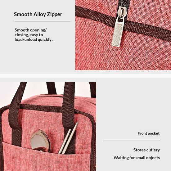Mittagessenstasche Tragbar mit Aluminiumfolie Isolierte Lunchtasche Verdickter Thermokühlbehälter für Reisen Wandern Camping Picknick
