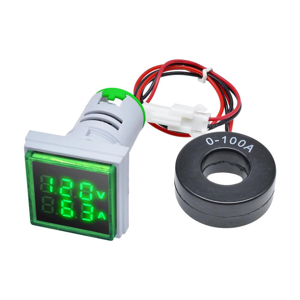 AC 50-500V 0-100A Square LED Digital Voltmeter Ammeter 110V 220V Voltage Current Meter Voltammeter Car Volt Amp Tester Detector