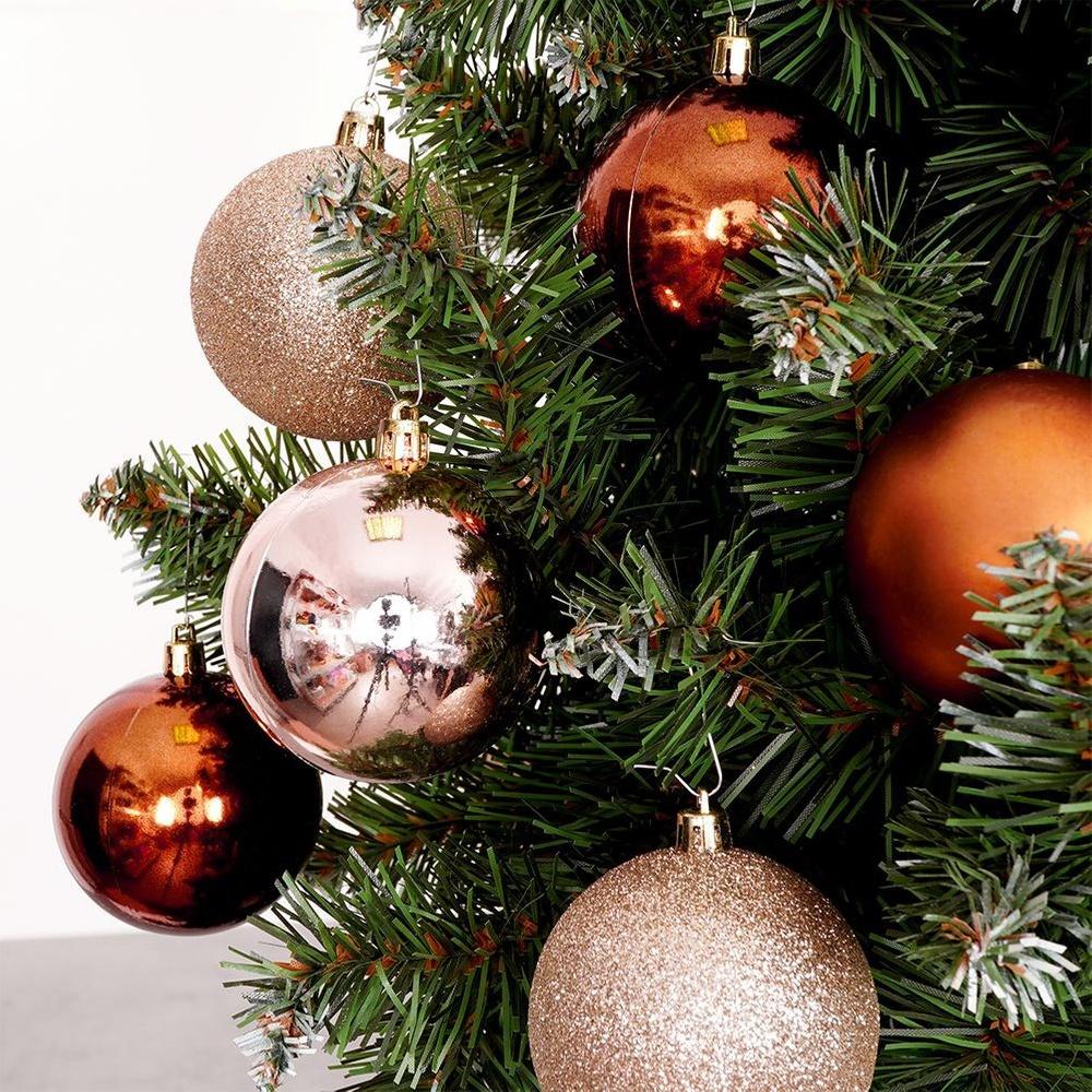 Shatterproof pink Christmas tree baubles 6 cm 9 pcs.