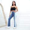 Autumn 2023 Women's European & American Color Block High Waist Flared Jeans
