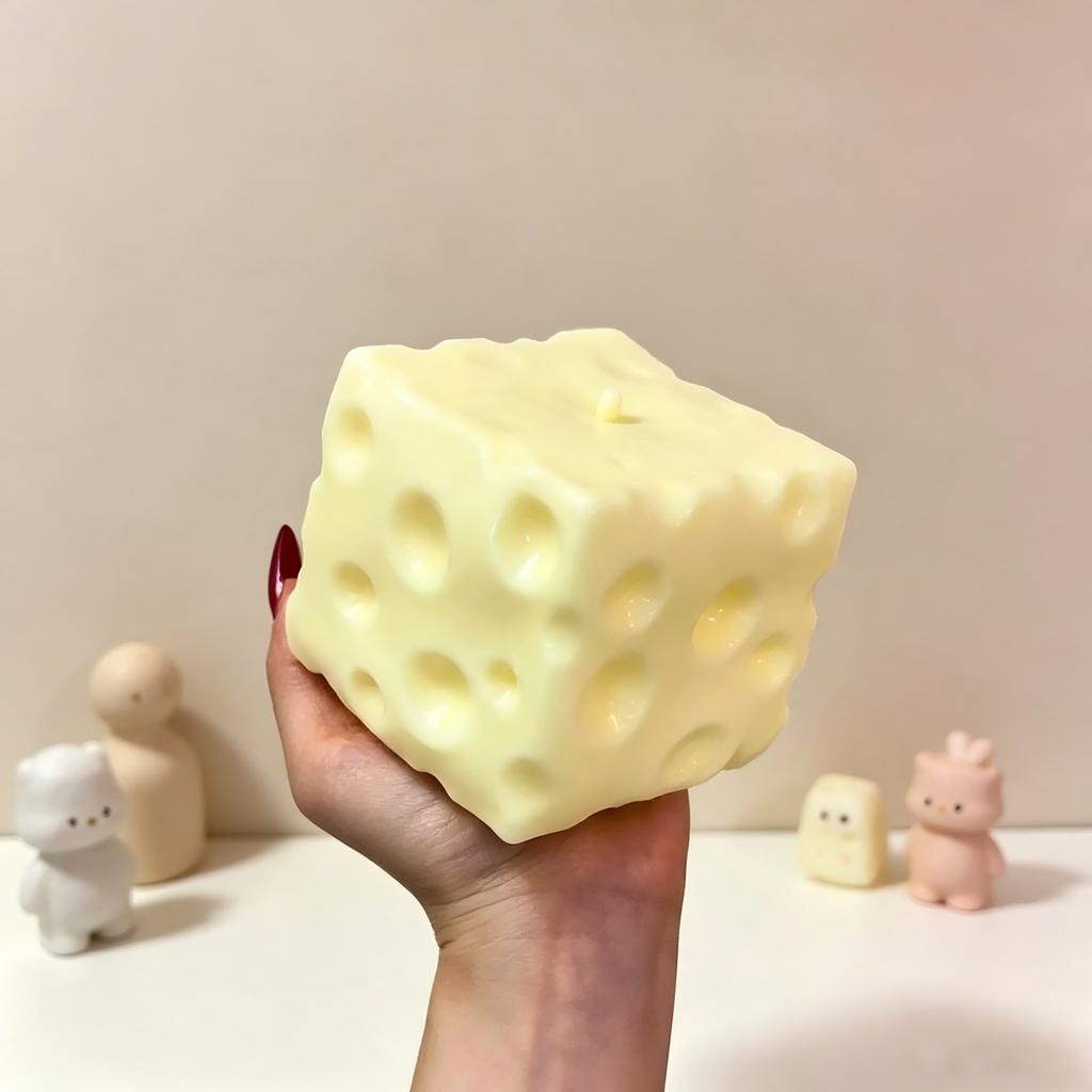 Large Cheese Cube Decompression Ball, Moldable Non-Bounce Squishy Toy, ASMR Sensory Calming Gift for Kids & Adults
