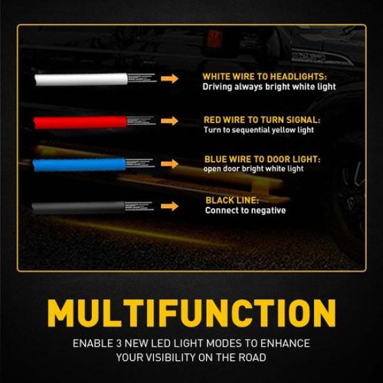 2X 60  Board Running LED Light Side WhiteAmber Step Turn Strip Signal Sequential