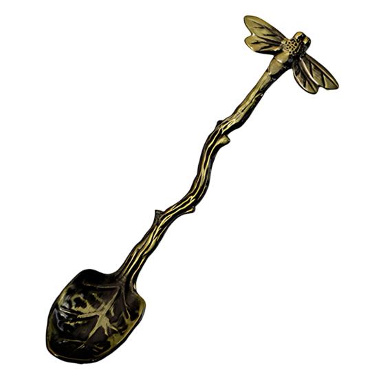 Leaf-Shaped Metal Coffee Spoon with Dragonfly Handle Oxidation-Resistant Smooth Surface Coffee Stirrer Elegant Coffee Accessory
