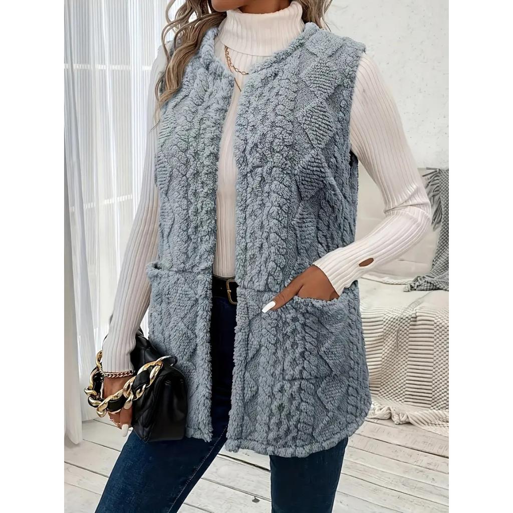 New Elegant Women's Faux Fur Teddy Vest Jacket Casual Sleeveless Outwear