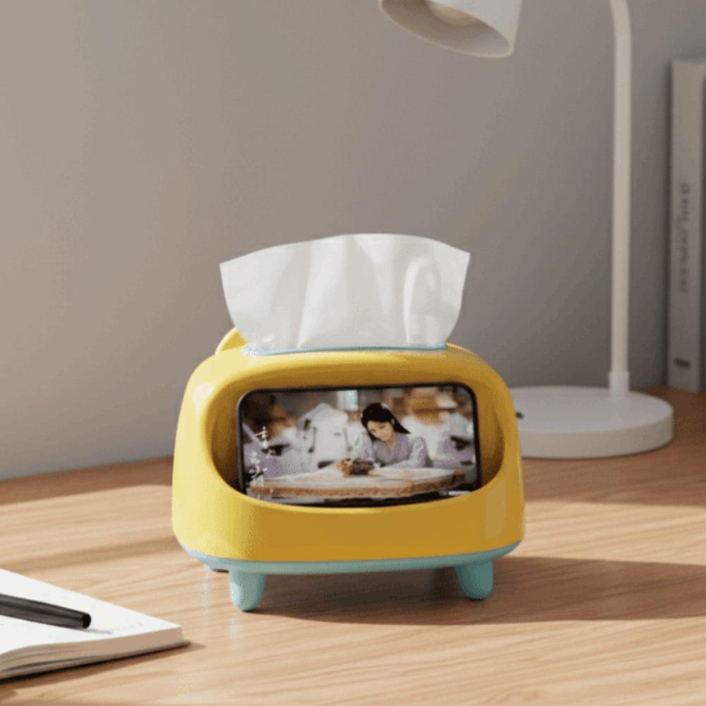 Multi-functional Desktop Tissue Box Plastic Phone Stand Holder Modern Napkin Dispenser  Bedroom