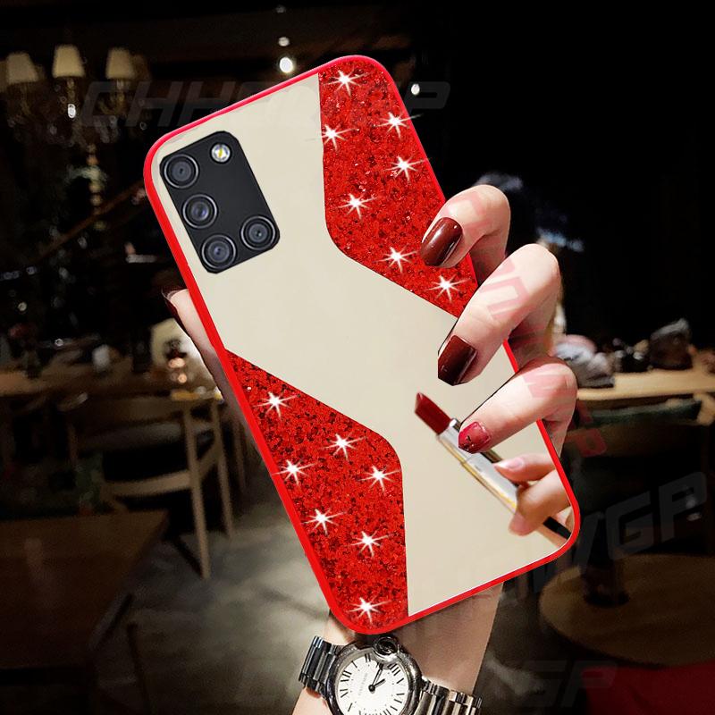 Funda de espejo de lentejuelas glitter para Samsung Galaxy A21S A51 A71 A01  A11 A31 A41