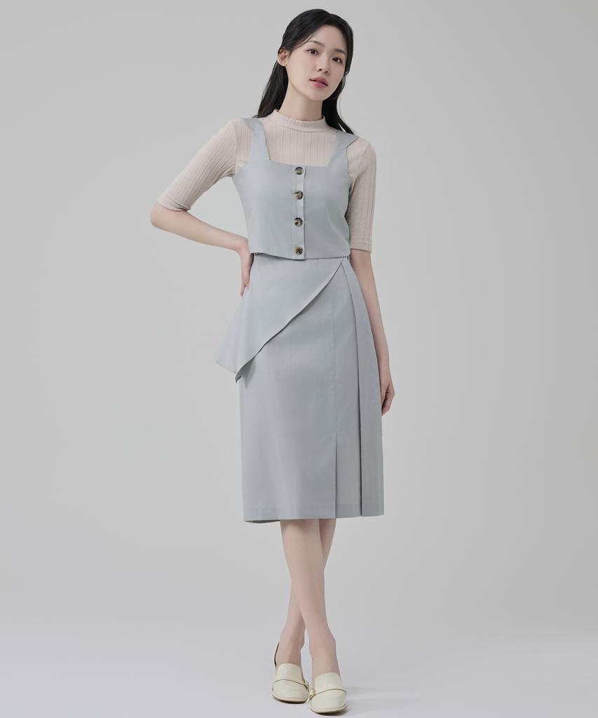 Hye Young Kim Cord Set Peplum Skirt - Blue Mint