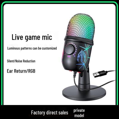V5 RGB Condenser Microphone for Live Streaming, Recording, and Gaming with Noise Reduction