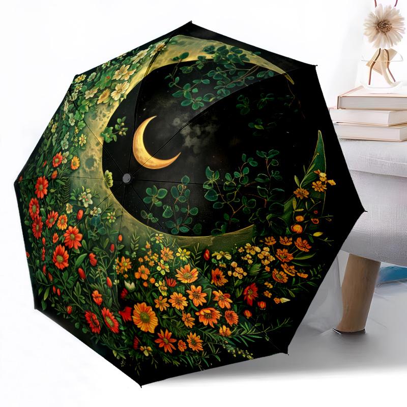 Fantasy Floral Sunlight Outdoor Automatic Umbrella Retractable Design with 8-Rib Durability Lightweight Perfect Gift for Friends Family