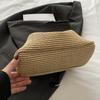 Raffia Straw Woven Clutch Purse Hobo Dumpling Women Handbag Summer Beach Grass Braided Solid Color Evening Bag KTB