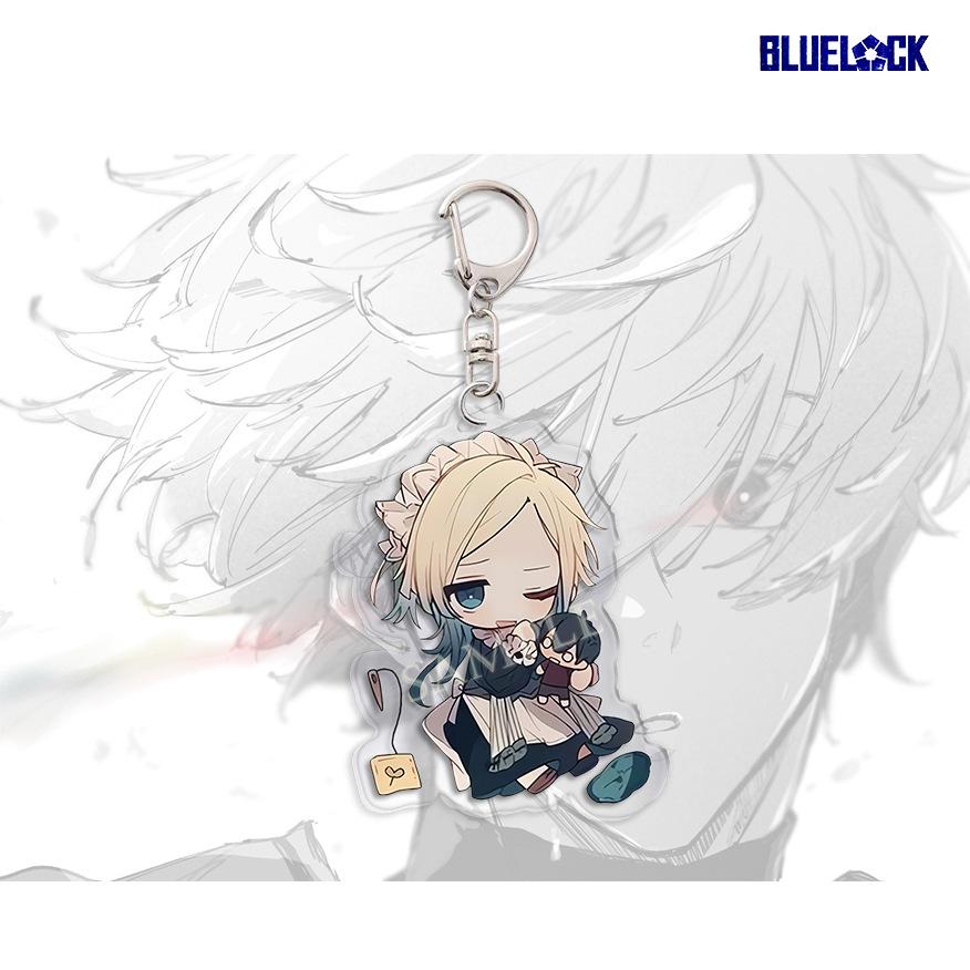 

Japanese Anime Acrylic Keychain for Blue Lock Maid Outfit Isagi Yoichi Meguru Kunigami Creative Transparent Metal Chain Pendant 5pcs