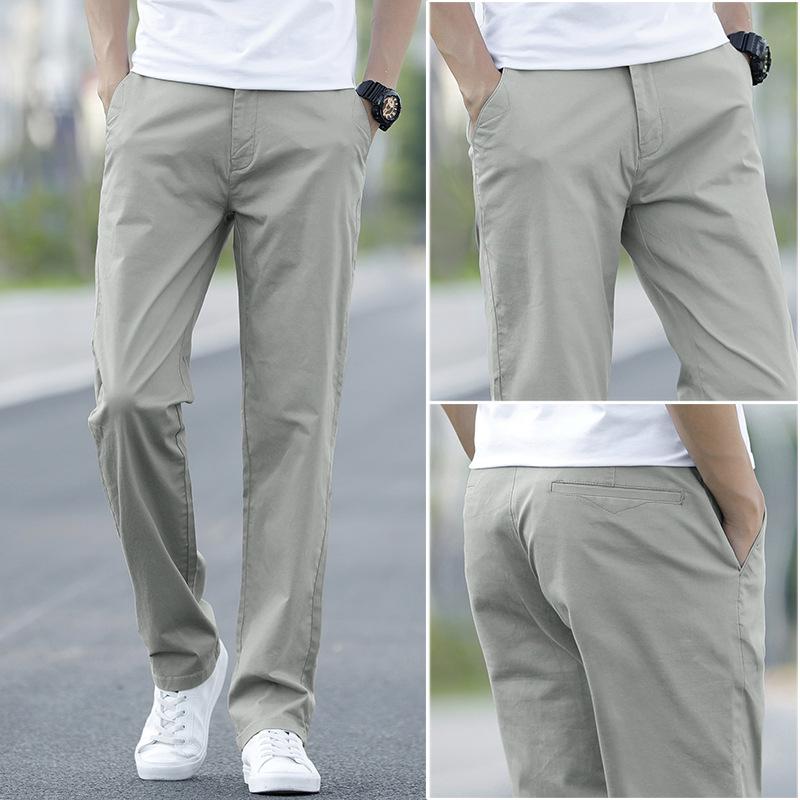 Men's Plus Size Cotton Casual Pants - Spring/Autumn 2025, Loose Straight Leg with Winter Velvet Lining