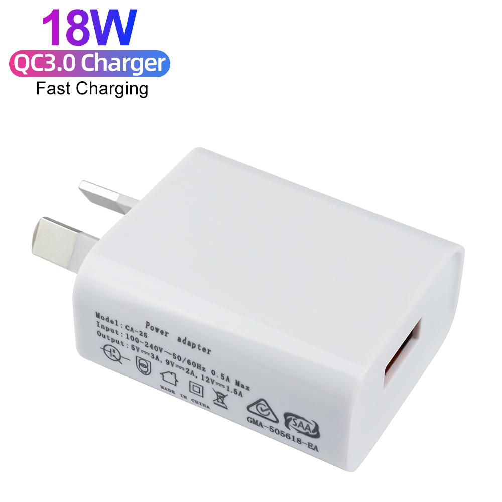 AU Plug Phone Charger QC 3.0 USB Travel Wall Quick Fast Charger Wall Charger