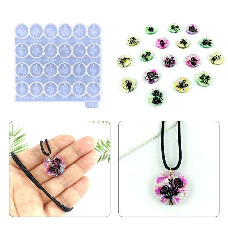 Glänzendes glänzendes Pflanzen-Blumen-Ornament Silikon-Epoxidharzform DIY Schlüsselanhänger Anhänger Schmuck für Valentinstagsgeschenk Kunsthandwerk