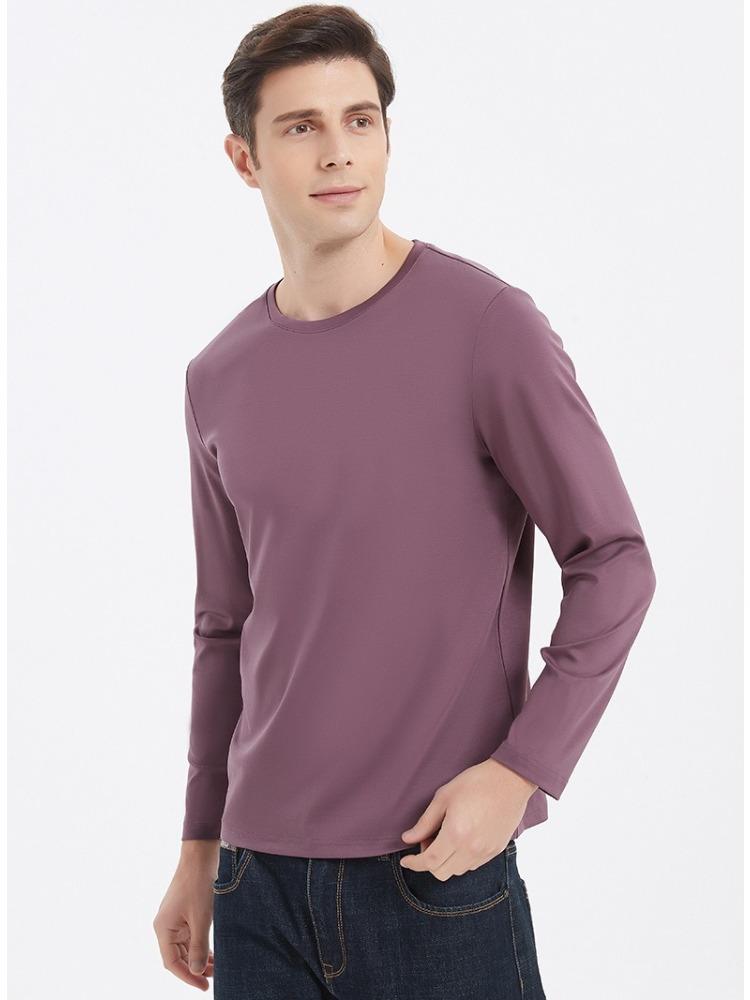 190g Double-sided Liquid Ammonia Mercerized Cotton T-shirt Business Casual Youth Premium Pure Cotton Long-sleeve T-shirt Minimalist Tops