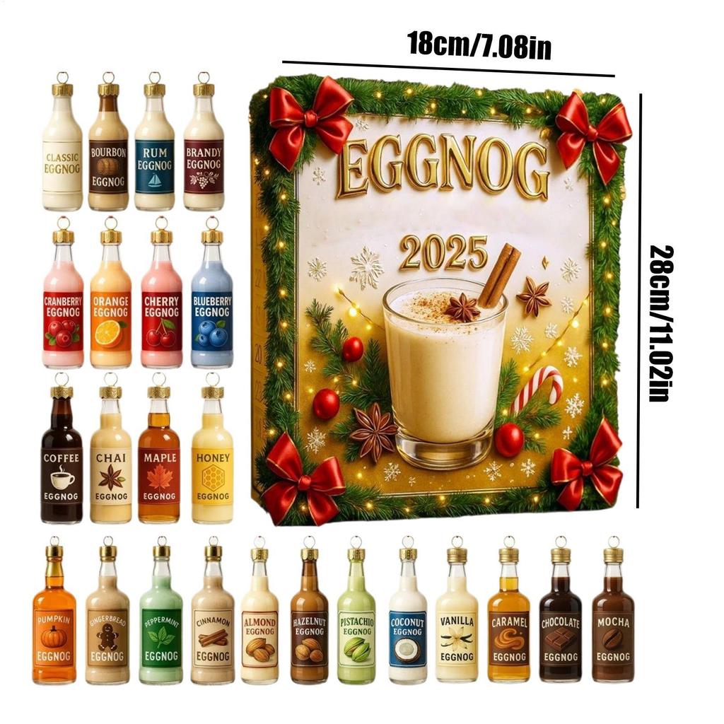 Christmas Countdown Calendar 2D Acrylic Decoration 24 Days Eggnog Ornament for Holiday Winter Home Decorations 2025 Xmas Navidad