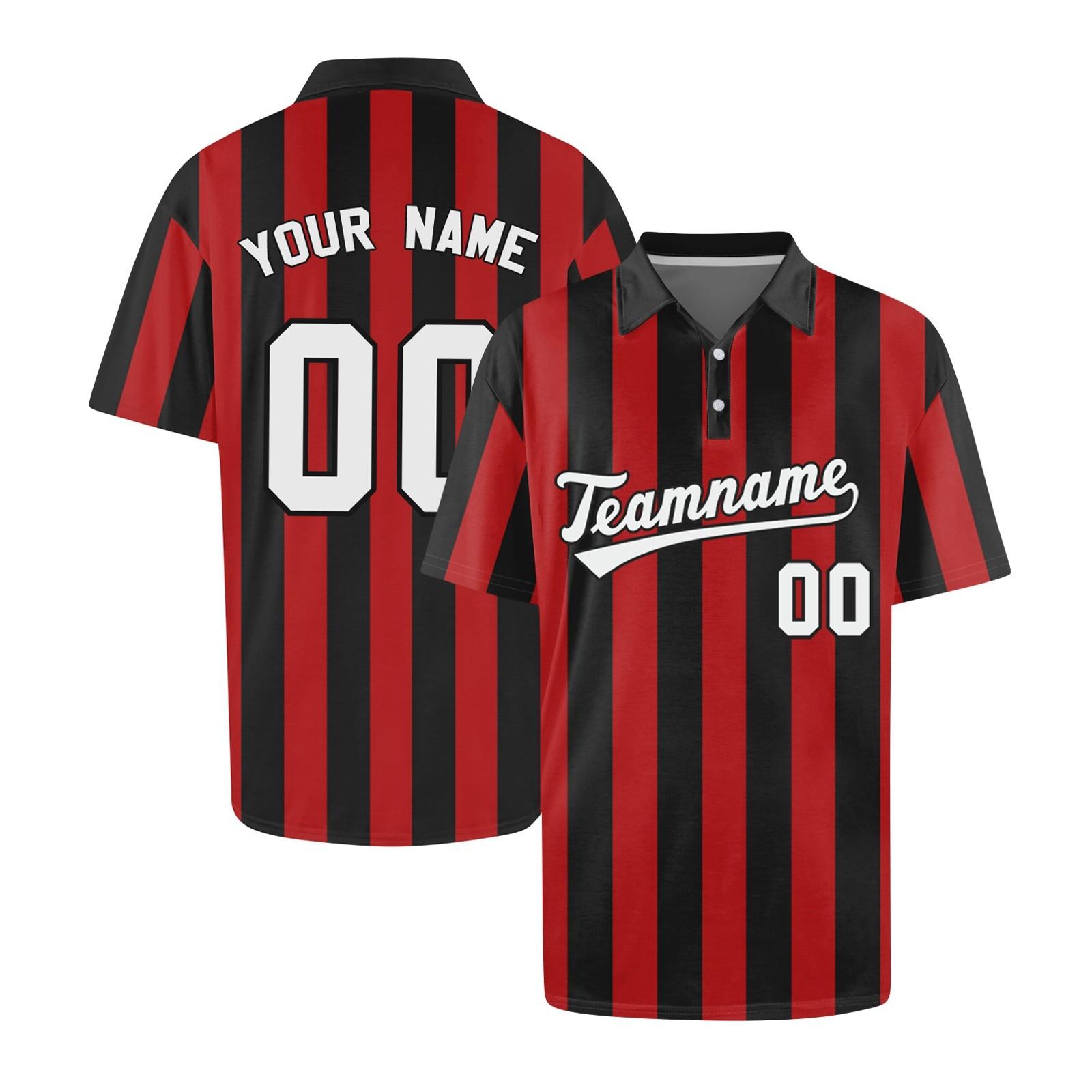 

Персонализированные топы «Сделай сам» - Мужские топы с коротким рукавом на пуговицах, с лацканами и полосатым принтом M красный