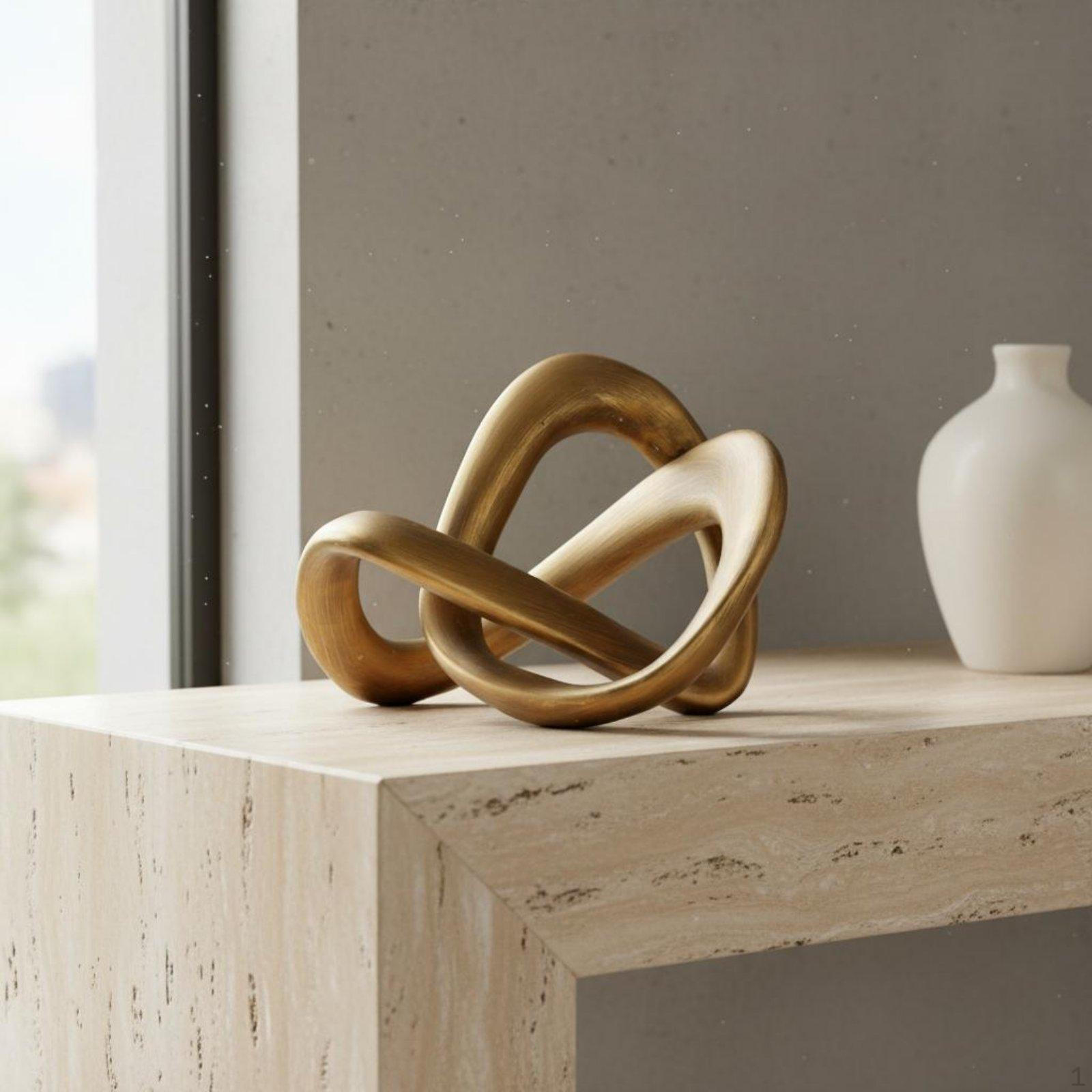 Geometric Knot Sculpture Minimalist Design Luxe Statue Modern Abstract Ornament Retro Color