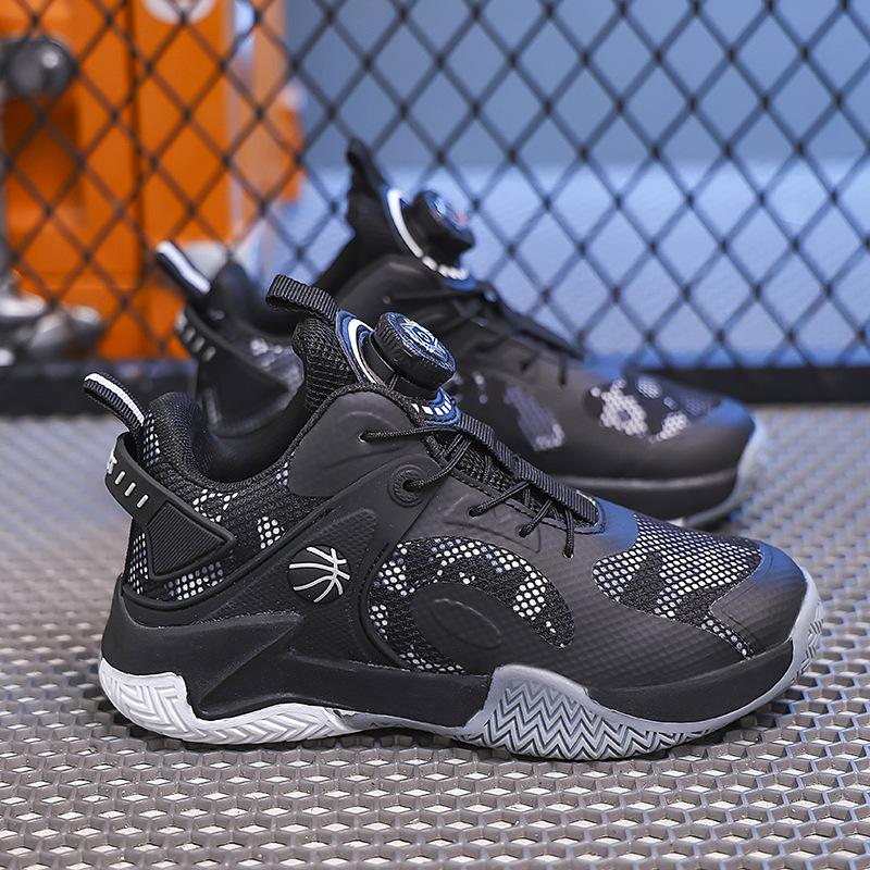 2025 spring new middle-aged and older boys mesh ventilation training running competition sports children's knob basketball shoes