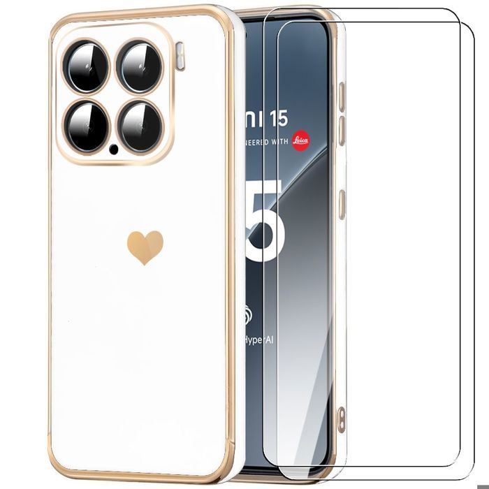 Coque de protection - Xiaomi - 15 - Antichoc - Anti-rayures - Motif Cœur Blanc