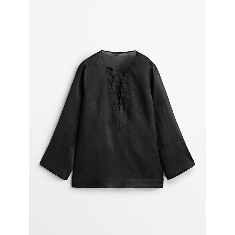 

MD Women s Clothing New Summer New Fashion Loose Chic Easiest for Match Minimalist Style Pure Color Long Sleeves Casual Temperament Shirt Black S