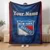 Name Custom New York Rangers Logo Print Flannel Blanket High Quality Warm Comfortable Cover for All Seasons Perfect for Gifts Home Decor