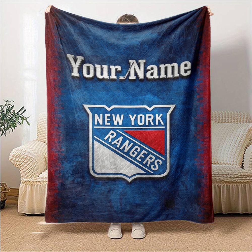 Name Custom New York Rangers Logo Print Flannel Blanket High Quality Warm Comfortable Cover for All Seasons Perfect for Gifts Home Decor