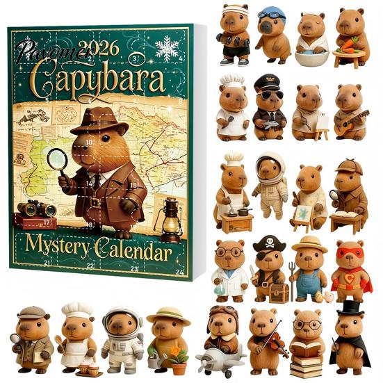 Novelty Gift for Capybara Lovers 2026 Christmas Advent Calendars, 24 Days Countdown with Creative Desk Accessories Cute 2D Hanging Ornaments, Holiday