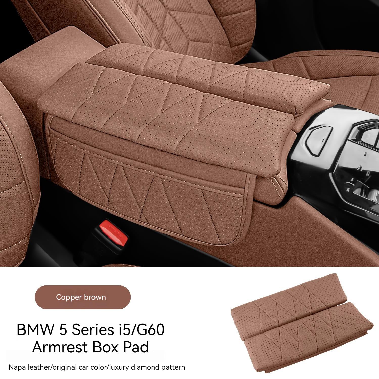 

For BMW 5 Series I5 G60 2025Car Armrest Box Cover Cushion PU Leather Center Console Armrest Protector Pad Car Interior Accessor коричневый
