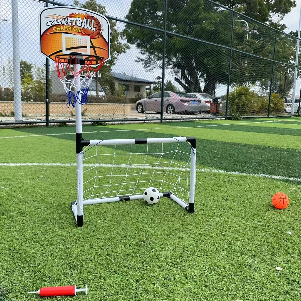 2-in-1 Football Goal and Orange Basketball Hoop, Perfect As Gifts for Halloween, Christmas, Thanksgiving and Birthdays.