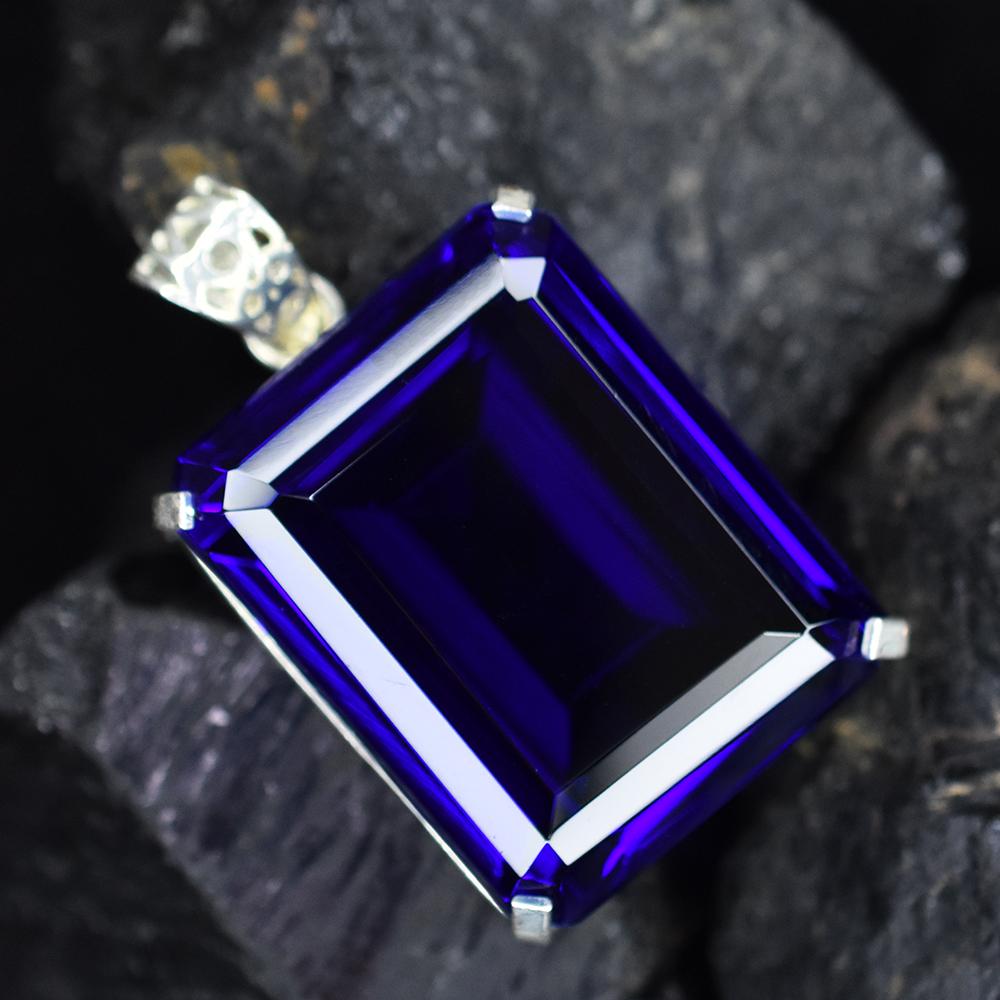 Emerald Blue Tanzanite 158 ct 925 Sterling Silver Pendant Lab-Created Gemstone Jewelry Gift