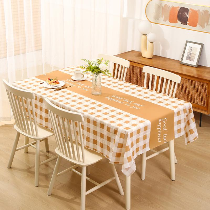Japanese Style Waterproof Plaid Tablecloth - Oil-proof & Wash-free PEVA for Coffee and Dining Tables