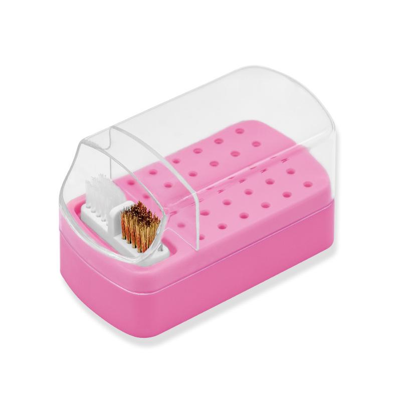 30-Hole Multifunctional Nail Tool Organizer with Dustproof Grinding Head Storage & Cleaning Brush