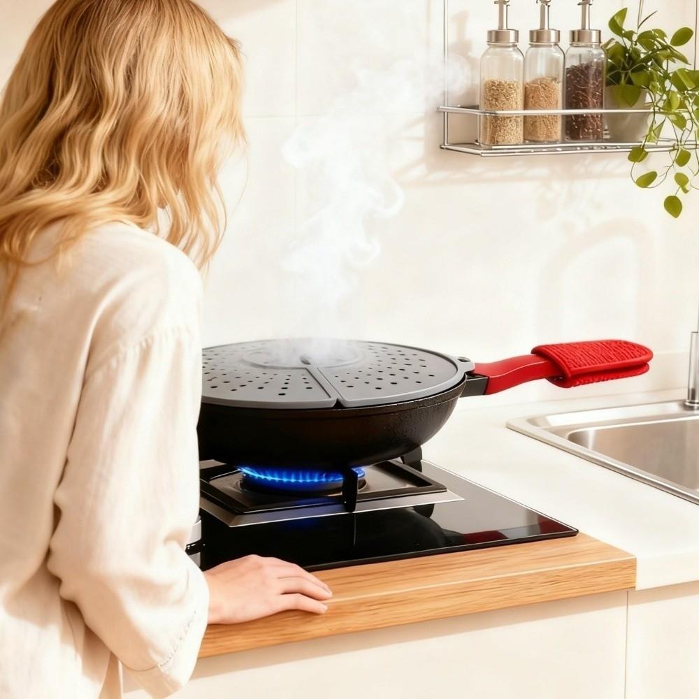 Food Grade Splatter Cover Foldable Silicone Splatter Shield Oil Splatter Guard Cutlet Cooking