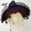 Adjustable Cosplay Hat Gothic Witch for Women, Dark Lolita Style Halloween Costume Accessory, Lightweight Accessories with Lace & Bow, Headwear