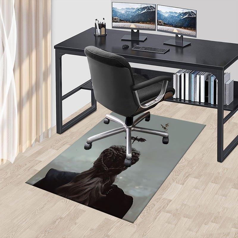 1pc Fire and Blood Office Carpet Chair Mats, Home Decor Mat Fantasy Theme Mat Durable Mat, Dragon Decor,Suitable for Fantasy Theme Lovers