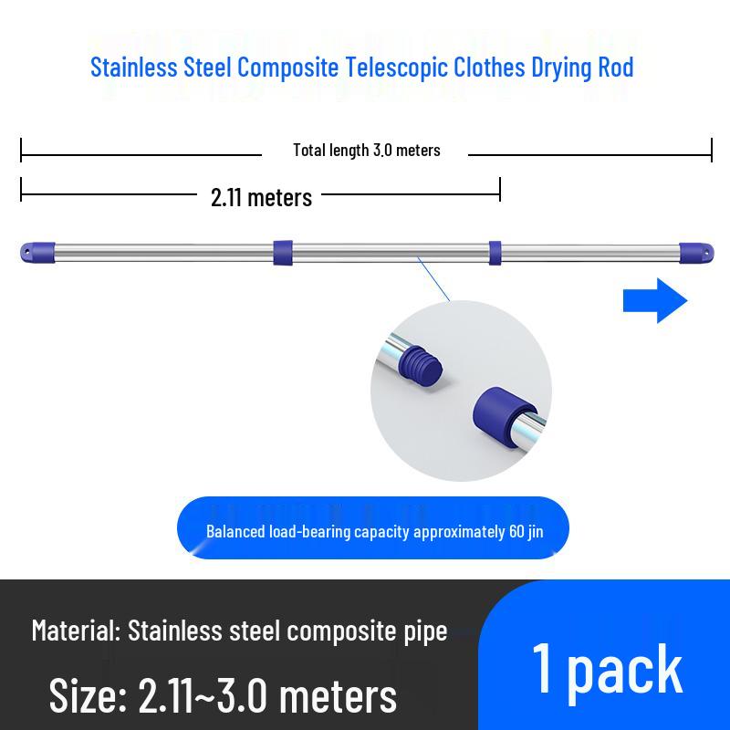 Retractable No-Drill 304 Stainless Steel Balcony Clothes Drying Rack Pole