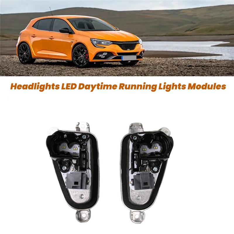 1Pair Front Headlights LED Modules 19623501 19623502 For Renault Megane Captur 2013-2019 Daytime Running Lights Source